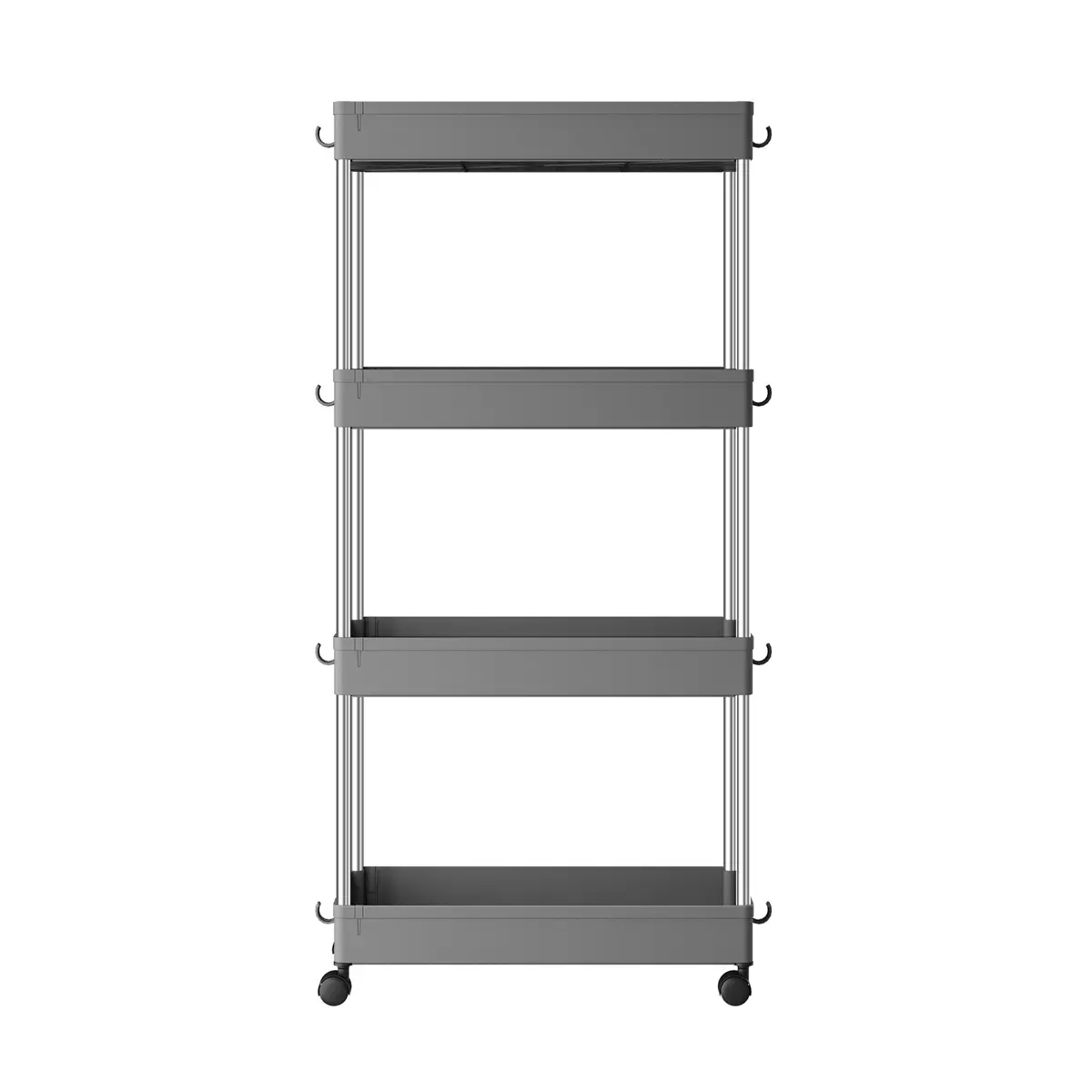 Utility Rolling Cart, 4-Tier Storage Trolley with Wheels