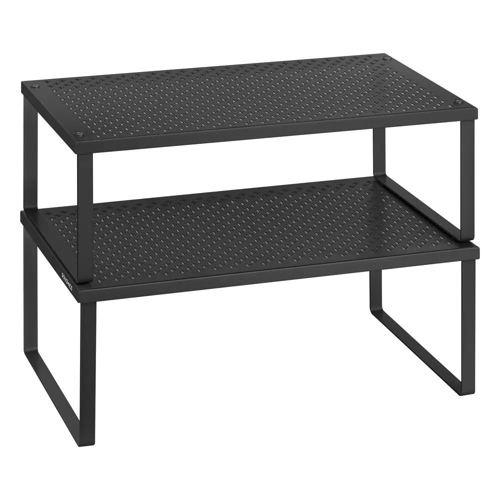 Spice Racks Set of 2 Cupboard Organisers Stackable Expandable Ink Black