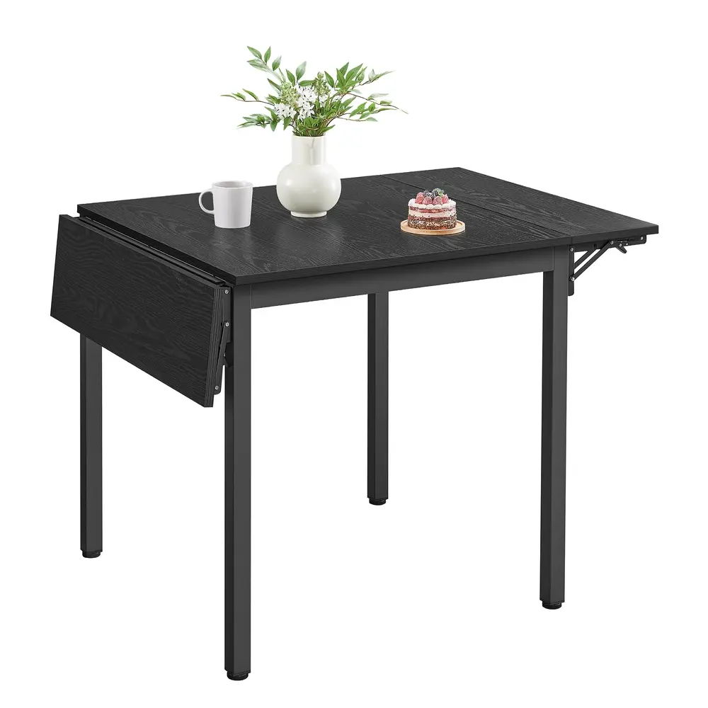 Folding Dining Table Ebony Black and Ink Black