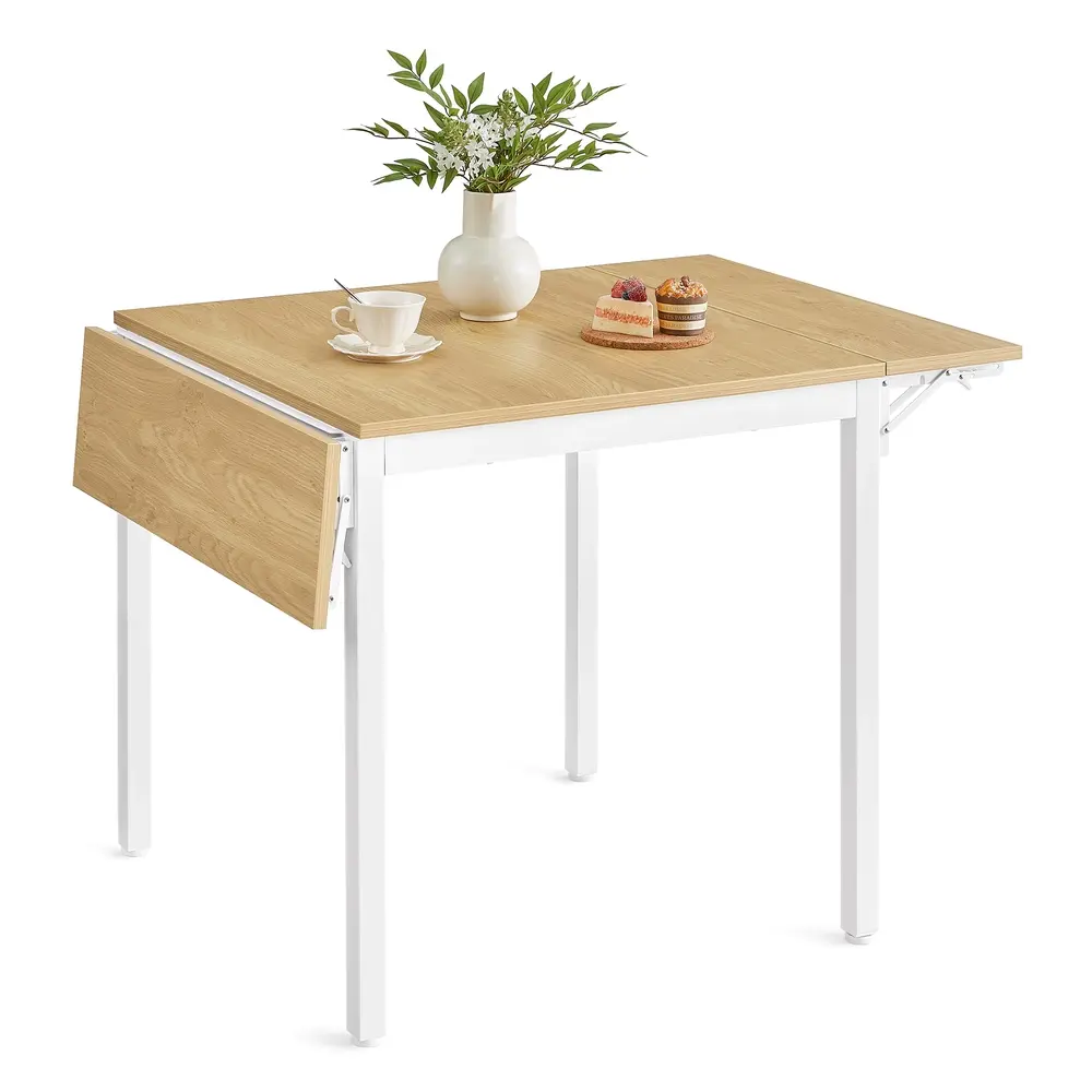 120 cm Wide Folding Dining Table Natural Oak and Cloud White