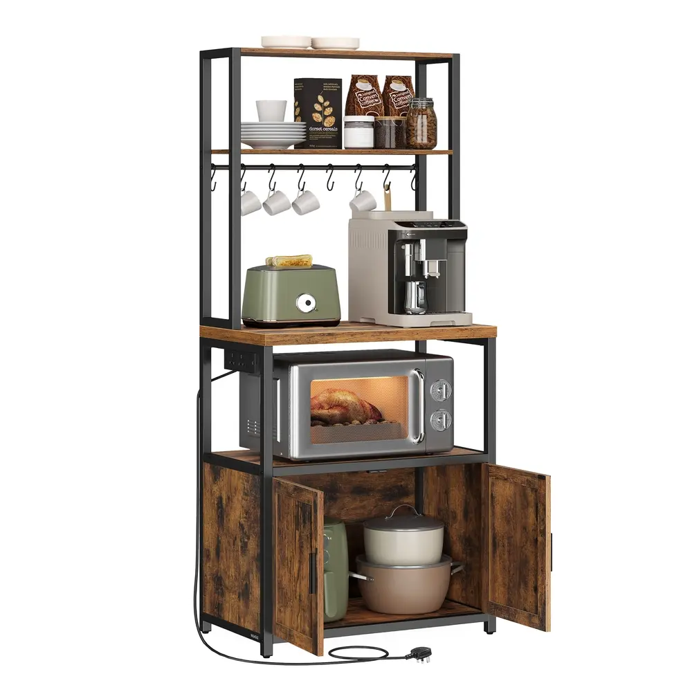 Kitchen bakers rack with power outlet