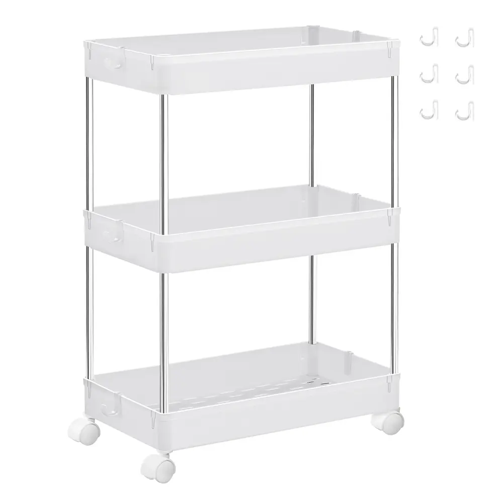 White Storage Trolley with 3 Baskets