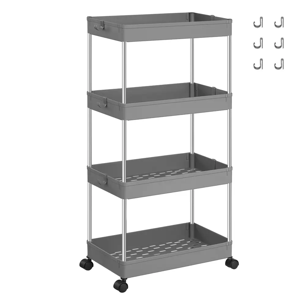 4-Tier Storage Trolley with Wheels Dove Grey