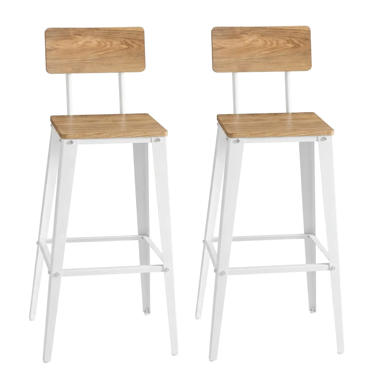 Set of 2 Bar Height Stools, Bar Stools, Tall Barstools with Back