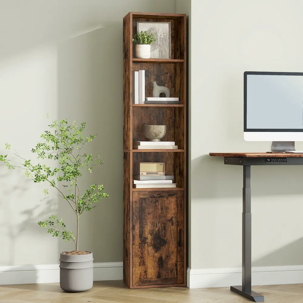 6-Tier Tall Bookcase, Bookshelf, Book Shelf with Door