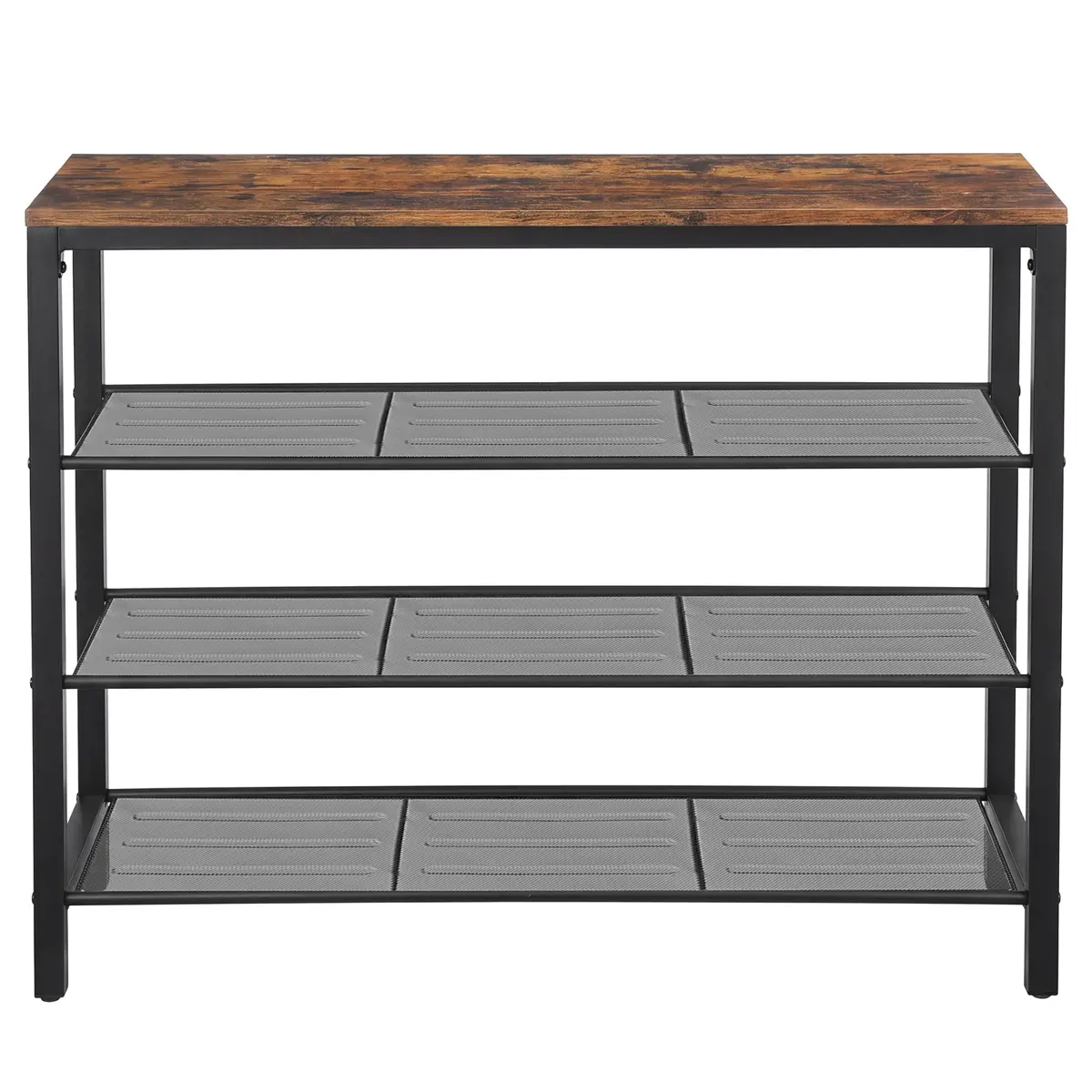 4-Tier Shoe Storage Shelf, Shoe Organizer Rack for Bedroom, Entryway, Living Room, Brown and Black