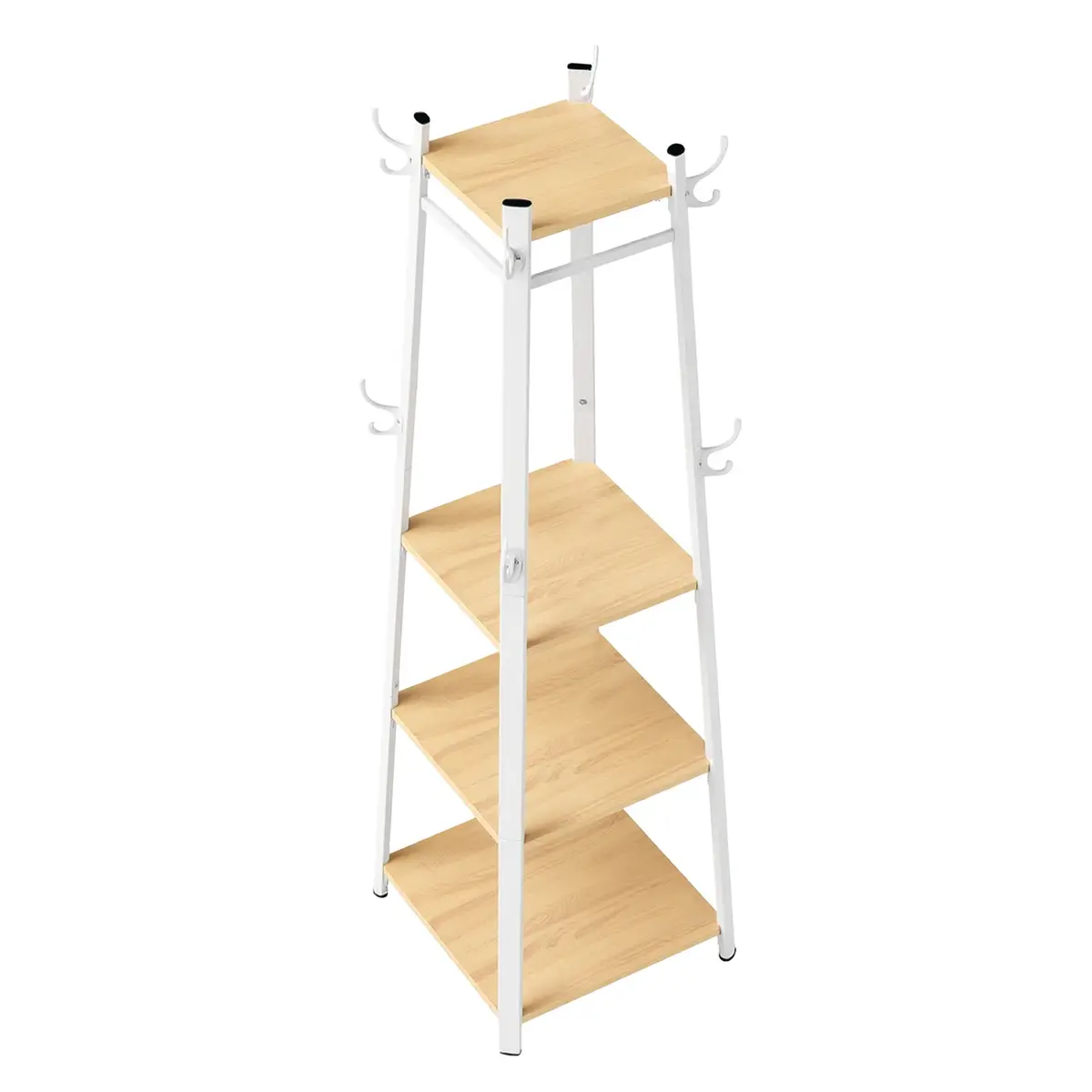 Free-Standing Hat and Coat Rack with Shelves, Natural
