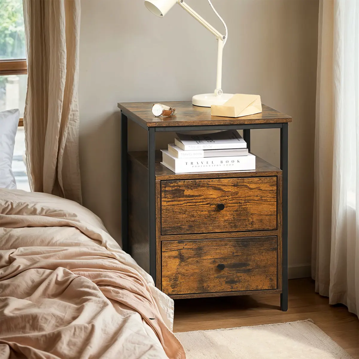 Bedside Table, Side Table, 45 x 45 x 60 cm