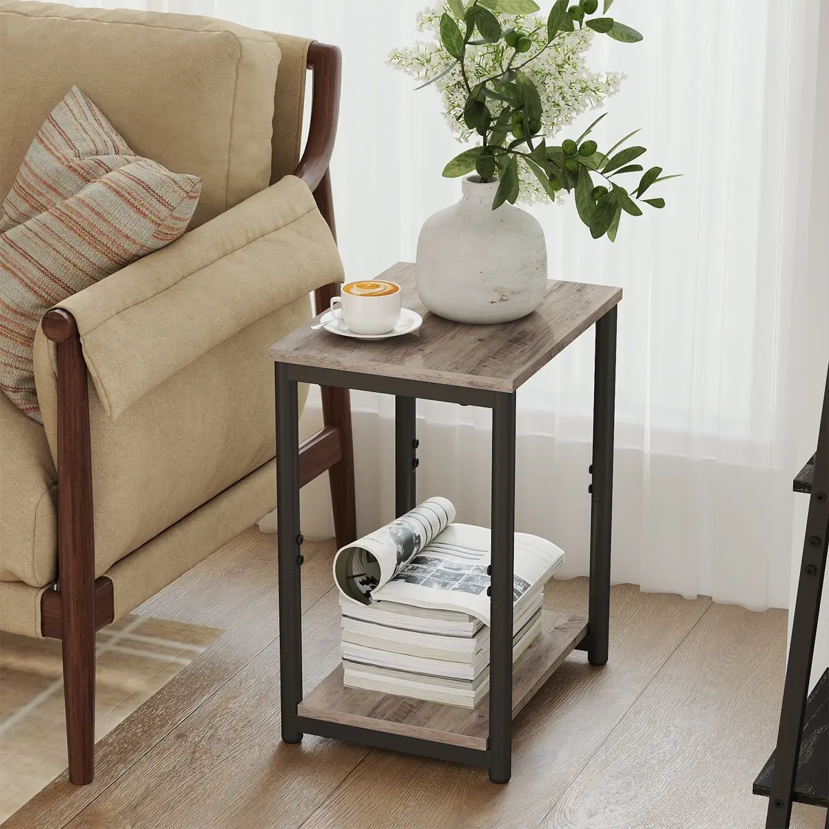 Side Table, Small End Table, Nightstand for Living Room