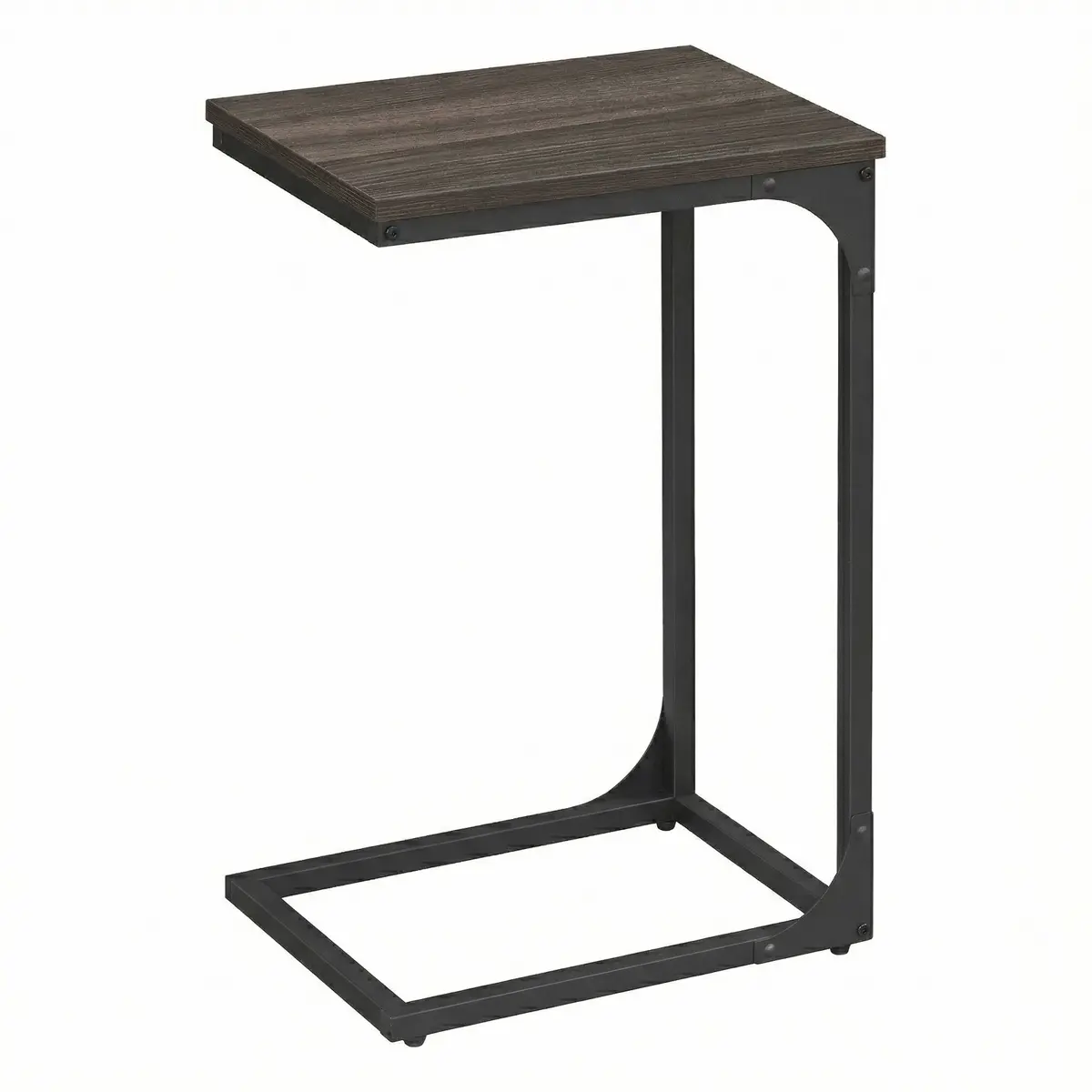 C-Shaped Sofa Table, End Table with Metal Frame