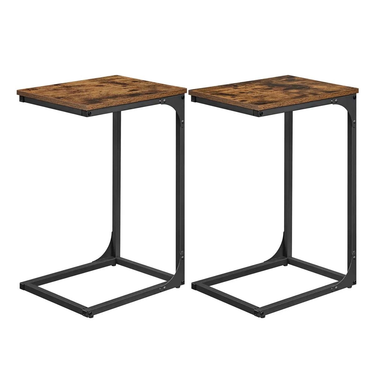 C-Shaped Sofa Table, End Table with Metal Frame, Side Table for Living Room