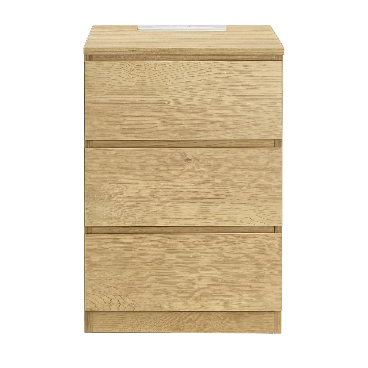 Nightstand with Charging Station, Bedside Table, Side End Table with 3 Drawers