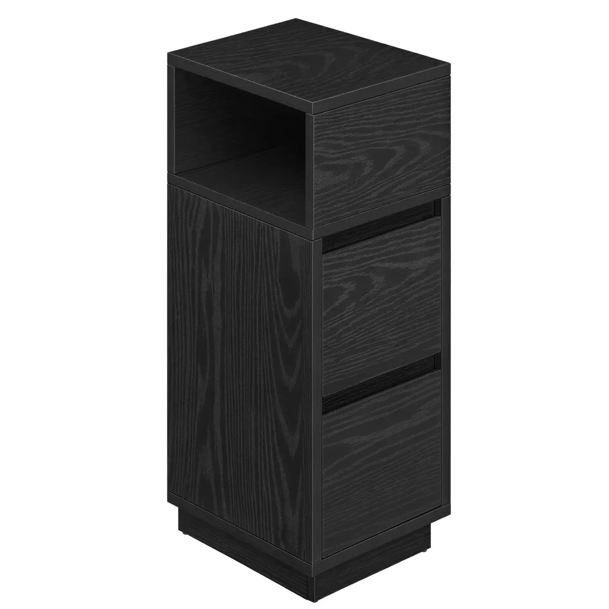 Narrow Side Table with 2 Drawers, Nightstand for Bedroom, Flexible Storage Assembly, Living Room, Black