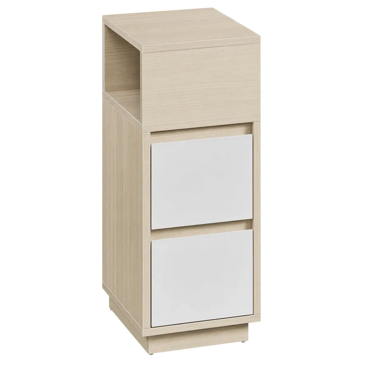 Narrow Side Table with 2 Drawers, Nightstand for Bedroom, Flexible Storage Assembly, Living Room, Beige