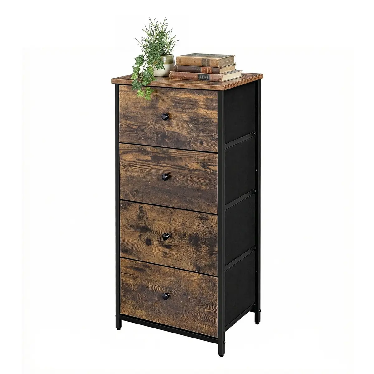 Tall Fabric Dresser, 4-Drawer Storage Unit with Metal Frame
