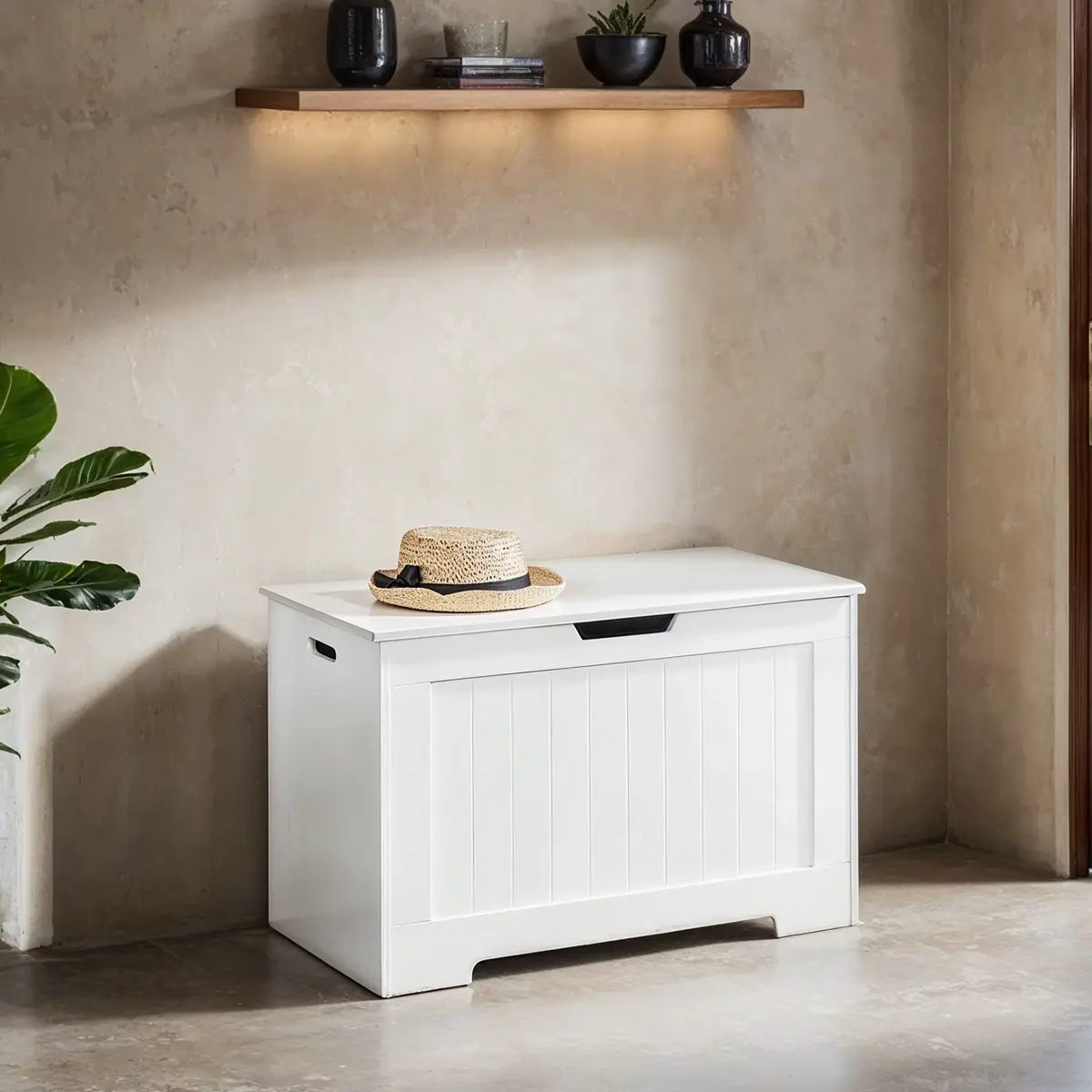 Entryway Storage Cabinet, Shoe Bench for Bedroom, Living Room, 40 x 76 x 48 cm, White