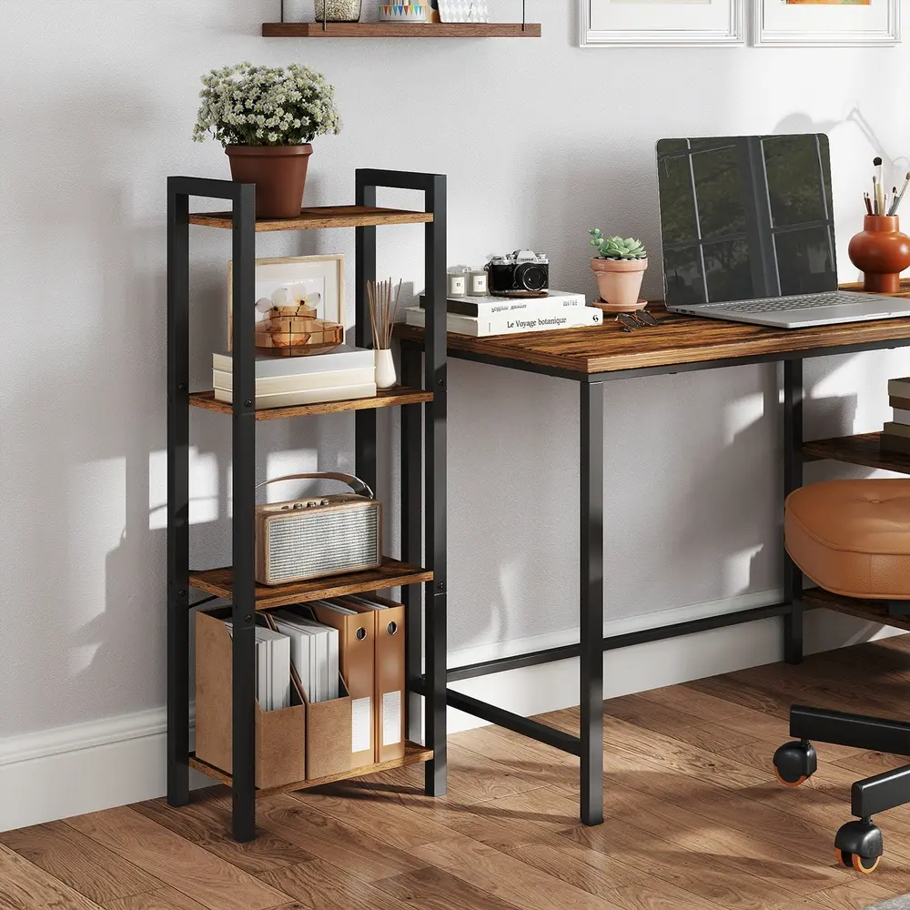 4-Tier Tall Bookshelf, Narrow Bookcase, Skinny Book Shelf for Living Room