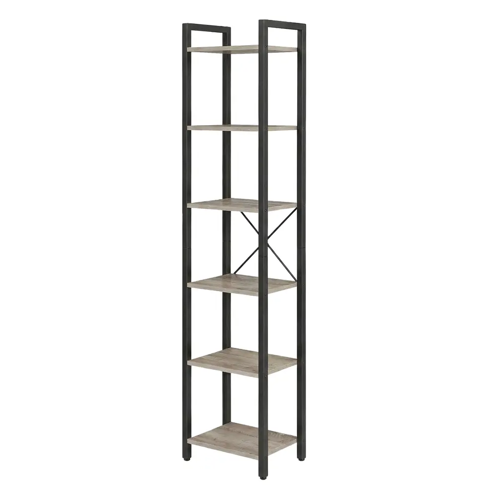 Storage Rack with 6 Tiers, Book Shelf, 30 x 40 x 187.5 cm, for Study, Living Room, Bedroom, Greige