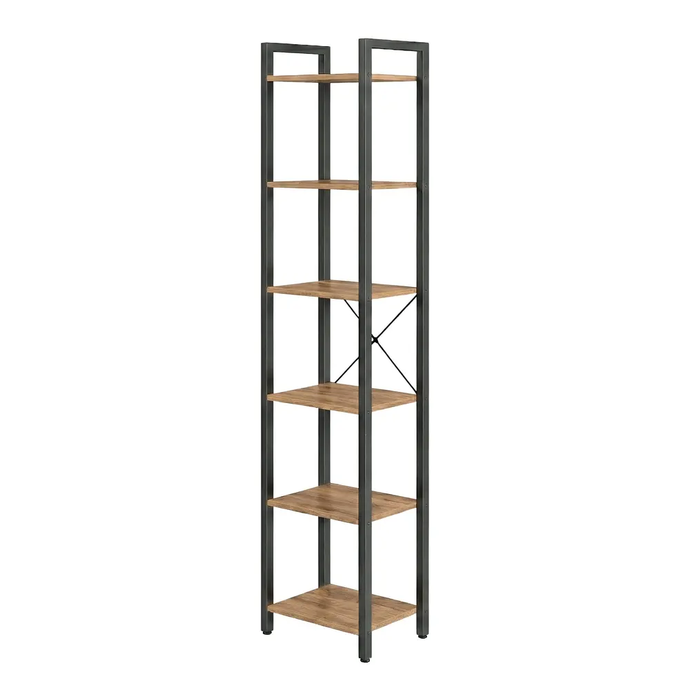 Storage Rack with 6 Tiers, Book Shelf, 30 x 40 x 187.5 cm, for Study, Living Room, Bedroom, Wheat Brown