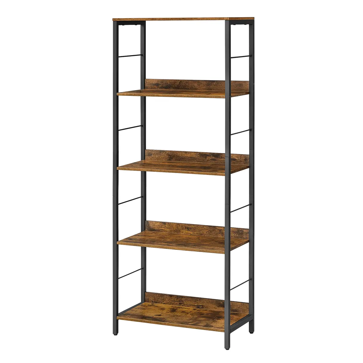 5-Tier Bookcase, Shelving Unit with Back Panels, Industrial