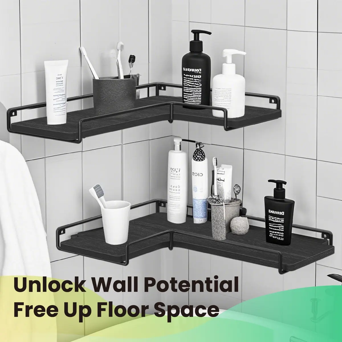 Floating Shelves, Set of 2 Corner Shelves, L-Shaped Wall Shelf