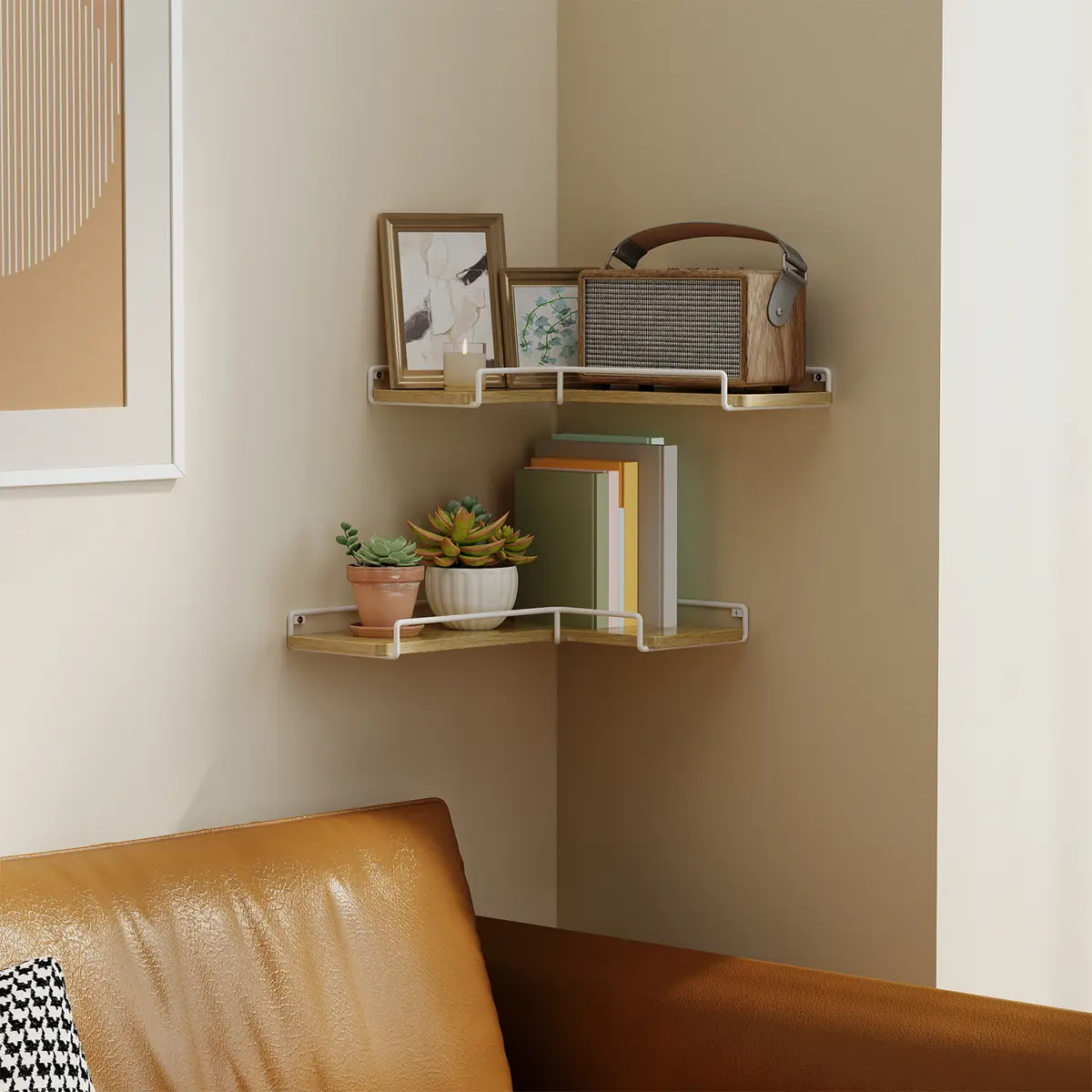 Floating Shelves, Set of 2 Corner Shelves, L-Shaped Wall Shelf