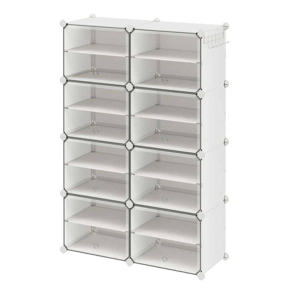 Interlocking Shoe Rack, Plastic Shoe Storage Cabinet, 16-Slot Modular Storage Unit