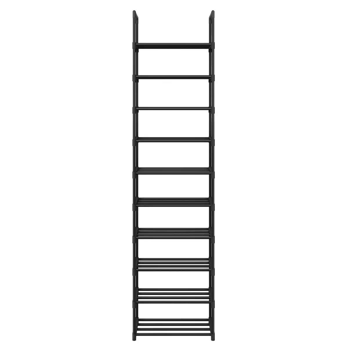 10-Tier Shoe Organiser, Adjustable Metal Shoe Storage Rack, for Hallway or Dressing Room, Black