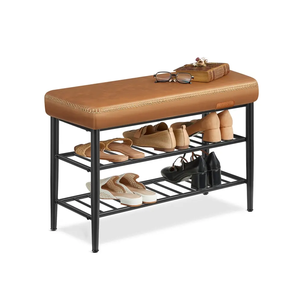 Shoe Rack Bench, Synthetic Leather, for Entryway