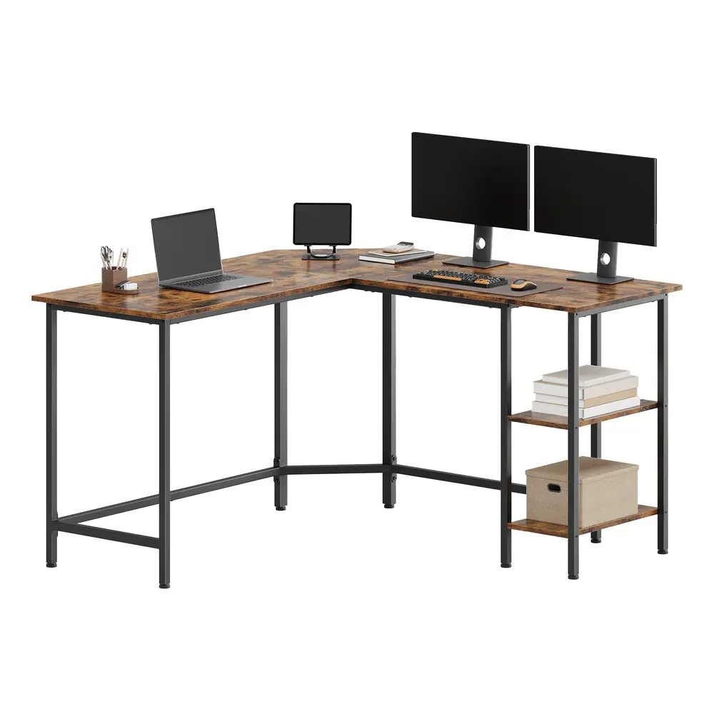 L-Shaped Writing Desk, 2 Storage Shelves