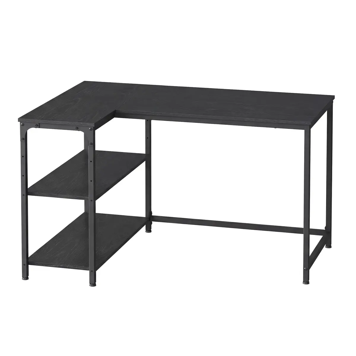 Corner Computer Desk with Adjustable Storage Shelves, L Shaped Gaming Table for Office