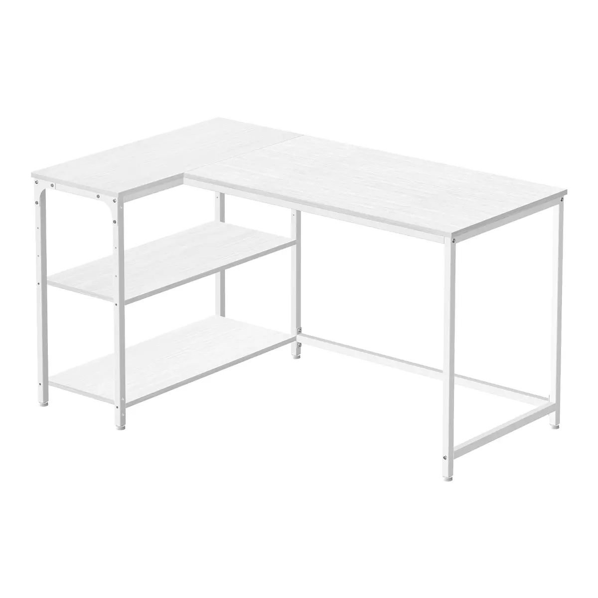 Corner Computer Desk with Adjustable Storage Shelves, L Shaped Gaming Table for Office