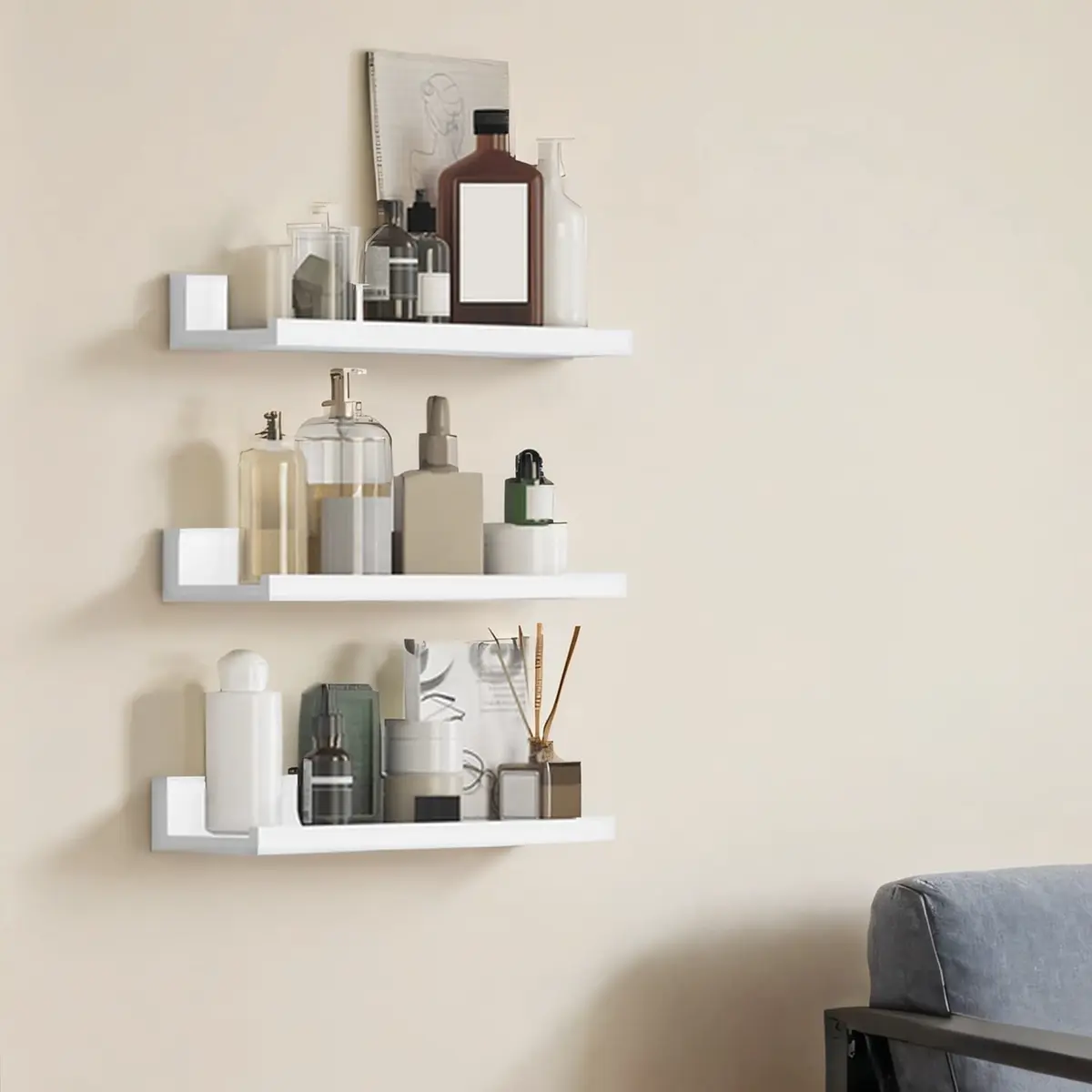 Set of 3 Wall Shelves, Floating Shelves for Living Room, Home Office
