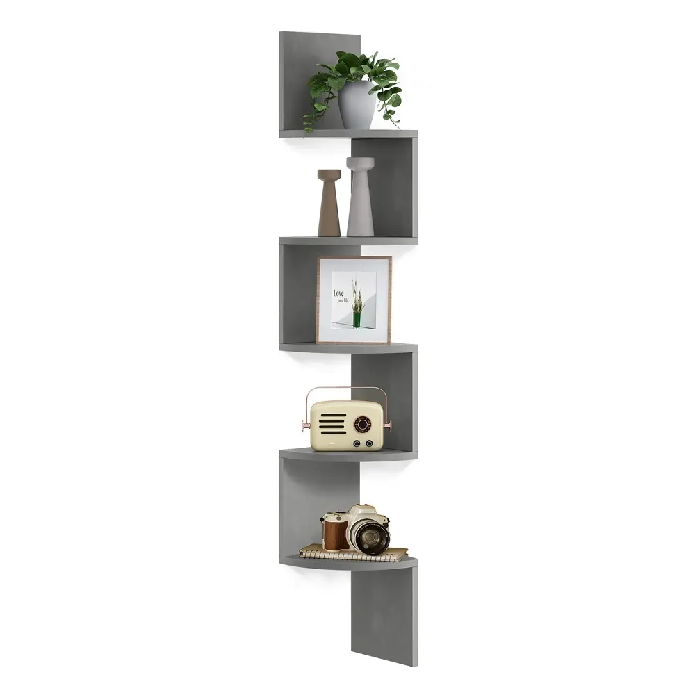 5-Tier Wall-Mounted Corner Shelf Dove Grey