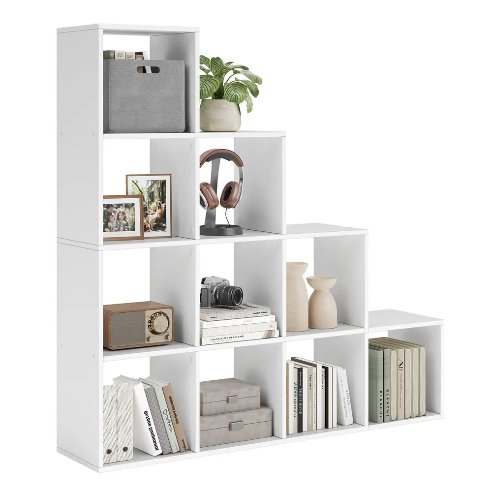 10-Cube Bookcase Storage Organiser for Decorations 29 x 129.5 x 129.5 cm White