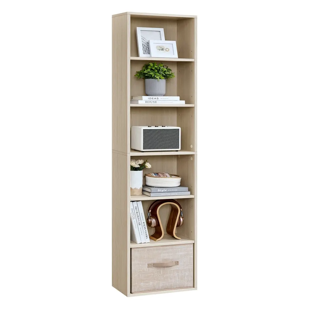 Bookcase 6-Tier Bookshelf 24 x 40 x 178.5 cm Natural Beige
