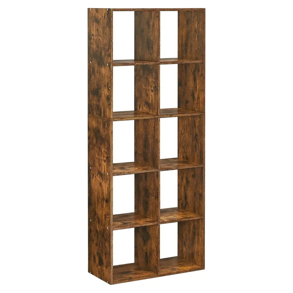 Bookcase 10 Cube Storage Unit Rustic Brown
