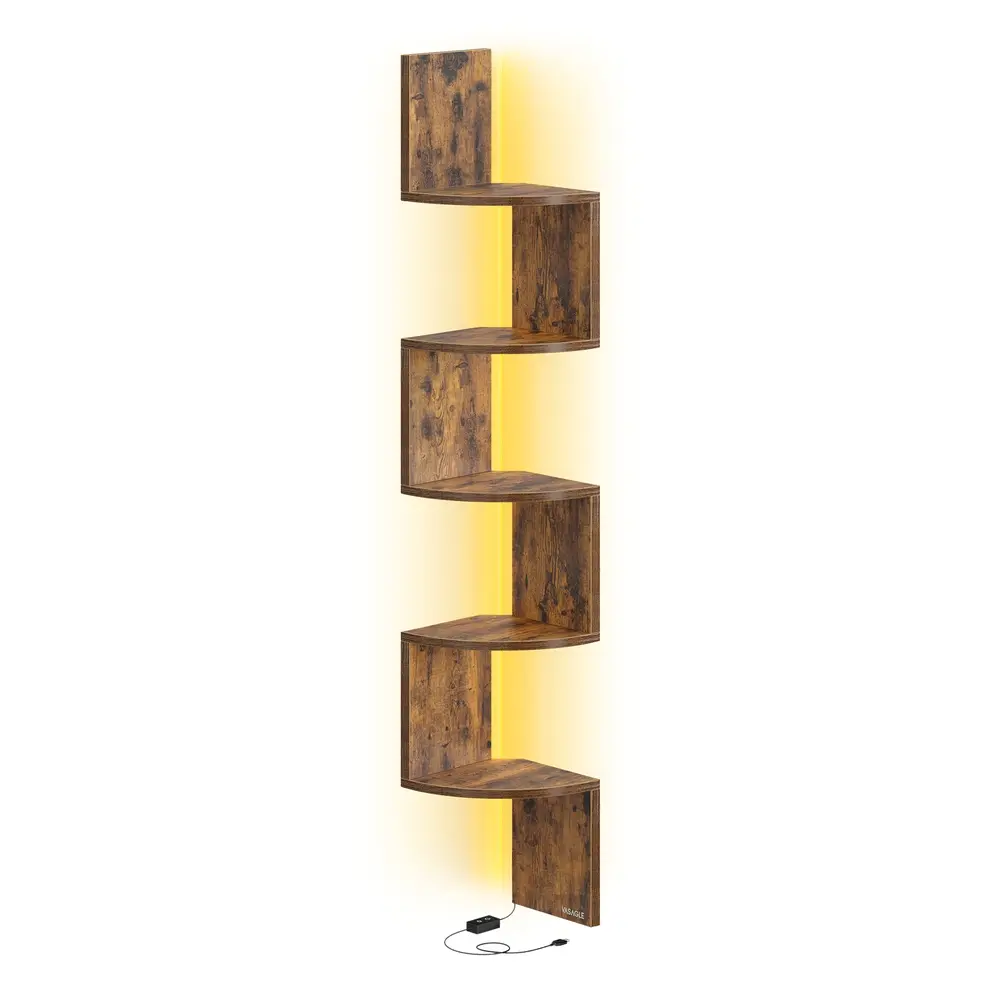 Wall Mounted Corner Shelf with RGB LED Lights