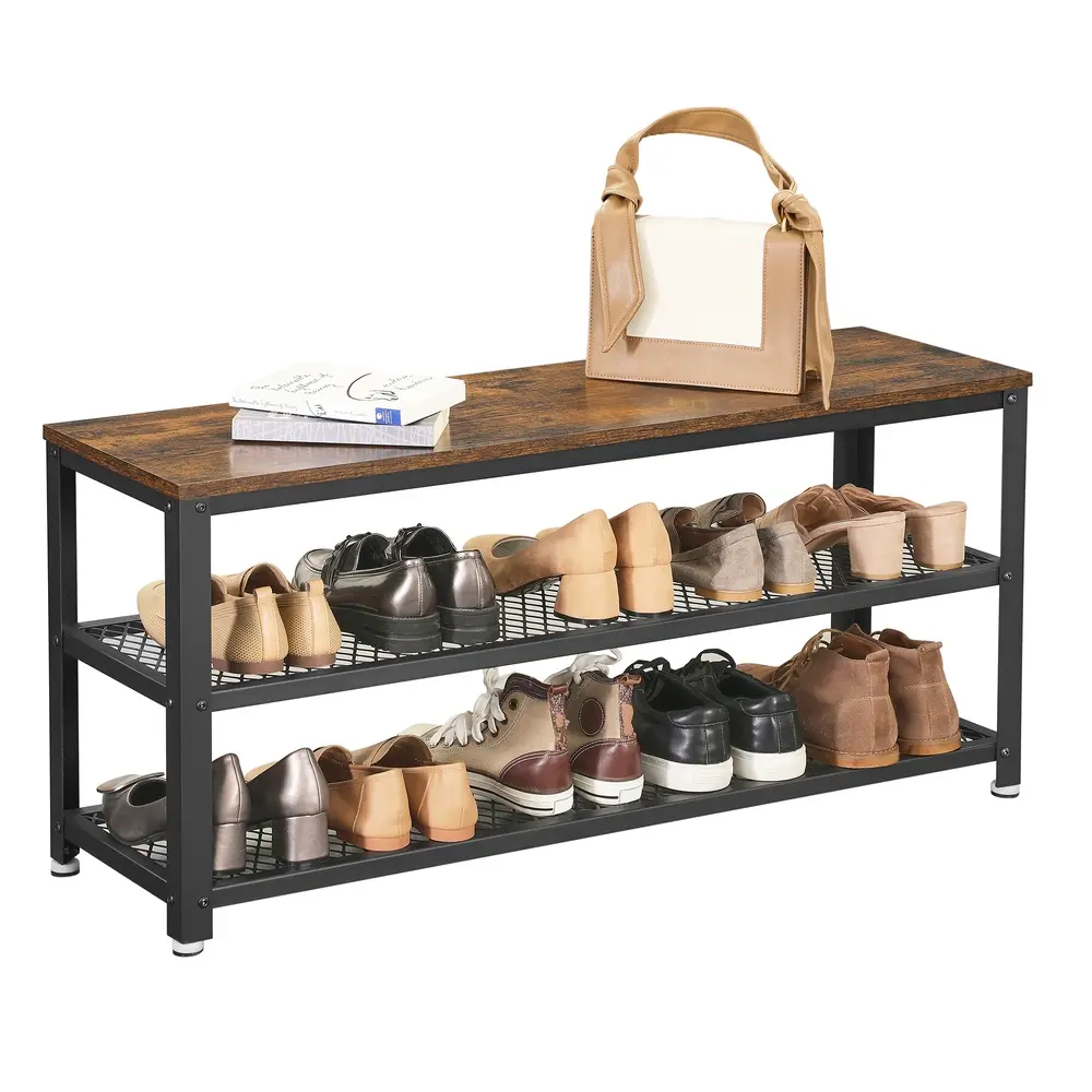 Shoe Bench Shoe Rack with 2 Shelves