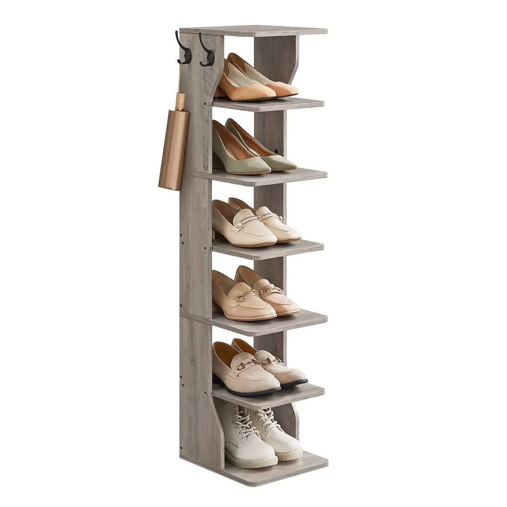 Slim Shoe Rack 7-Tier Shoe Stand for Small Spaces Heather Greige