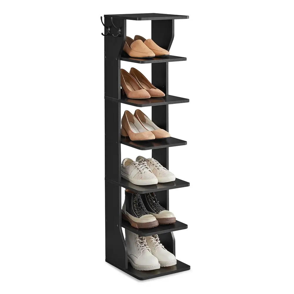 Slim Shoe Rack, Narrow Shoe Storage Organiser, 6-Tier Shoe Stand
