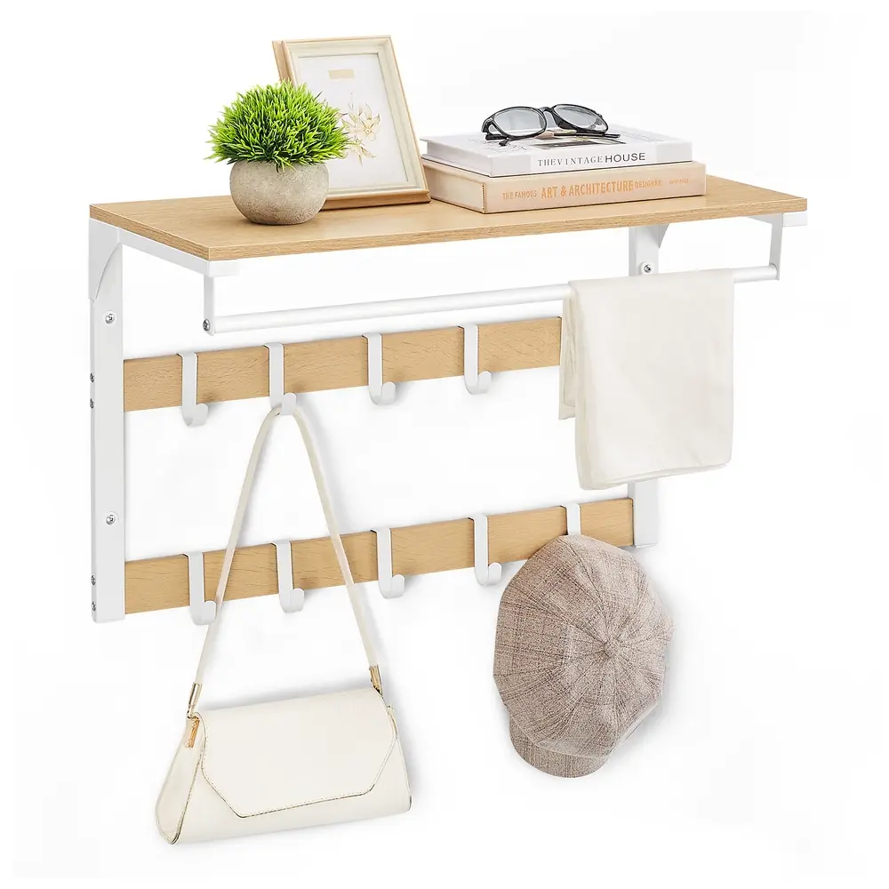 Wall Mounted Coat Rack with 10 Hooks