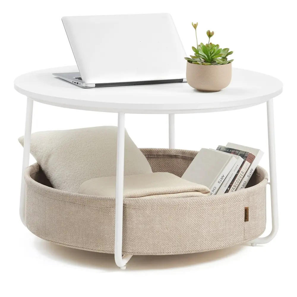 Coffee Table with Storage, Round Table for Living Room