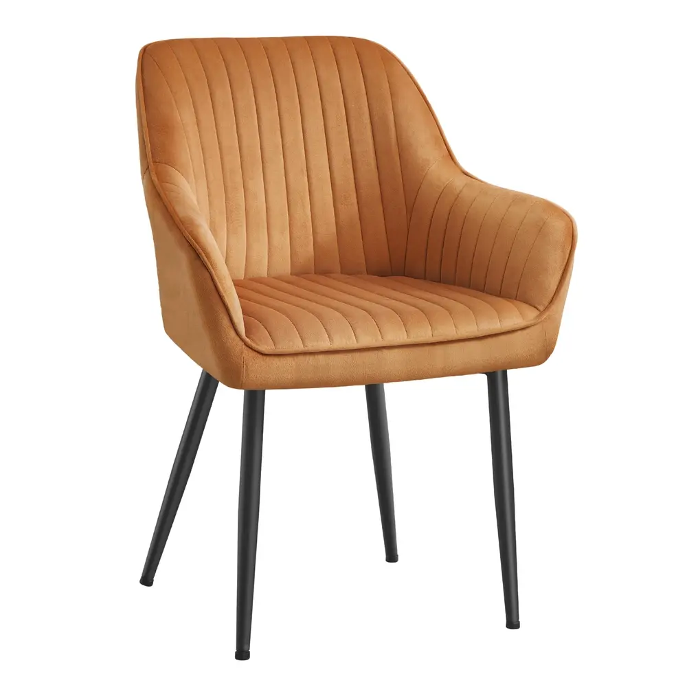 Dining Chair Velvet Armchair Caramel Brown and Ink Black