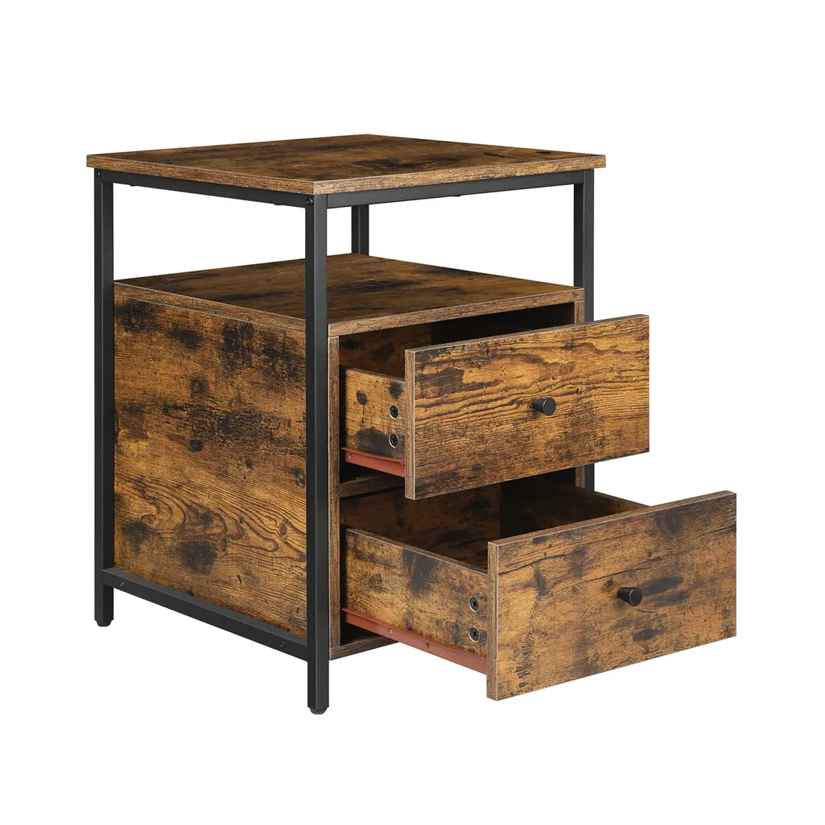 Nightstand Rustic Brown and Black