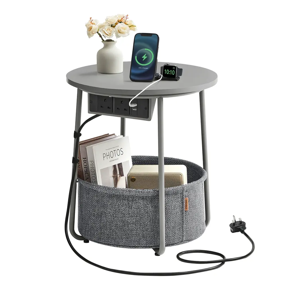 Round Side Table Dove Grey and Slate Grey