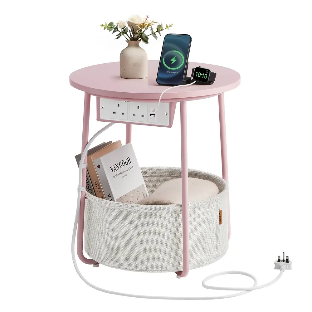 Round Side Table Jelly Pink and Cream White