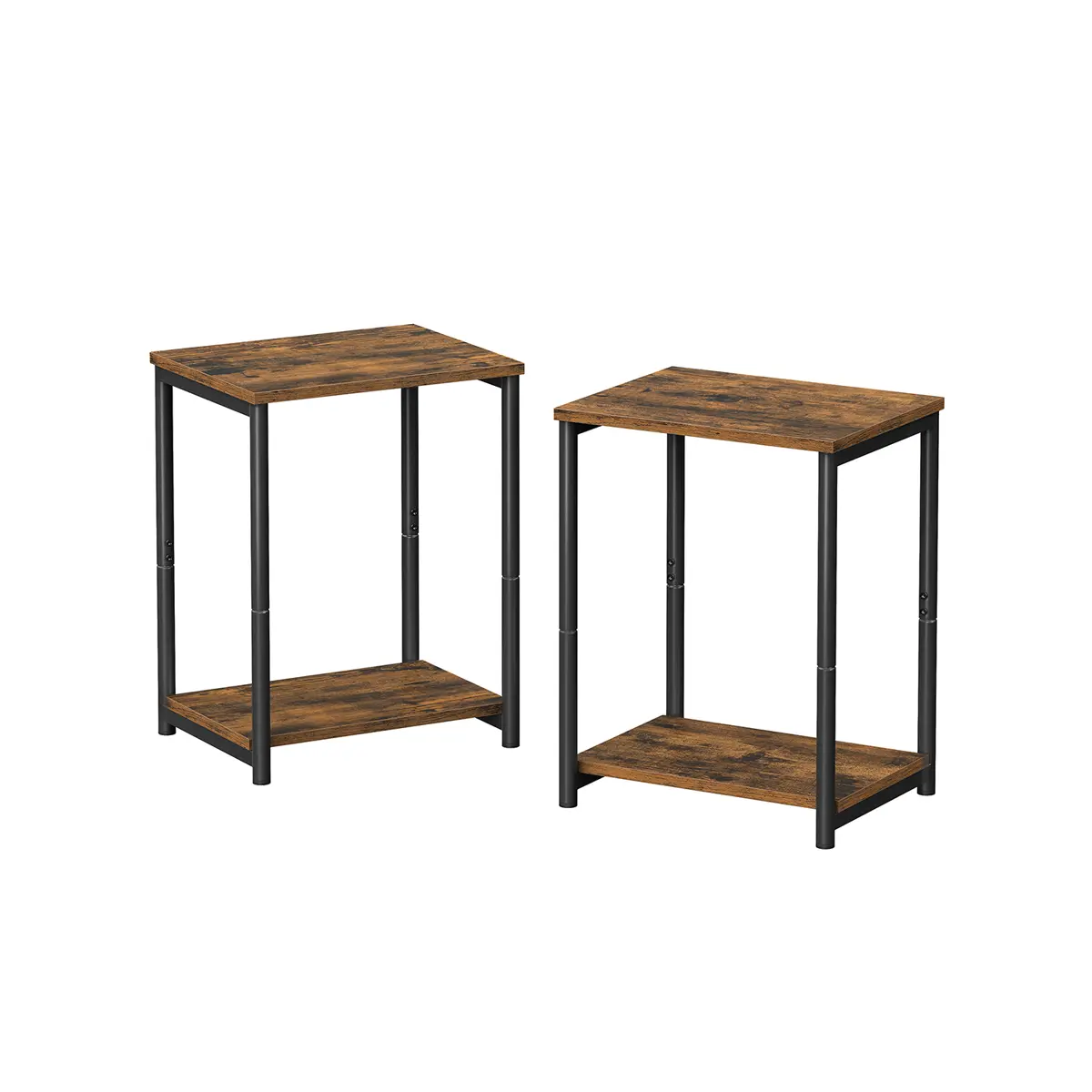 2-Tier End Table with Steel Frame Set of 2