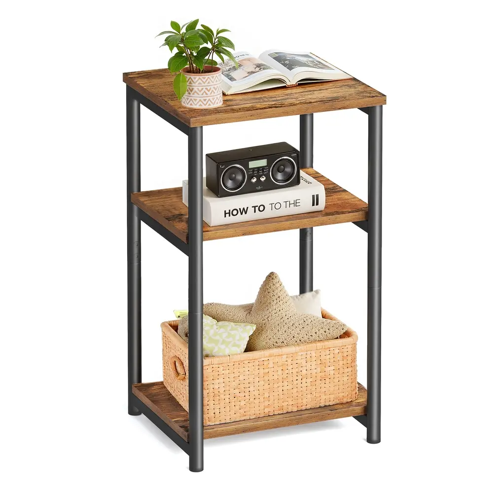 3-Tier End Table with Steel Frame