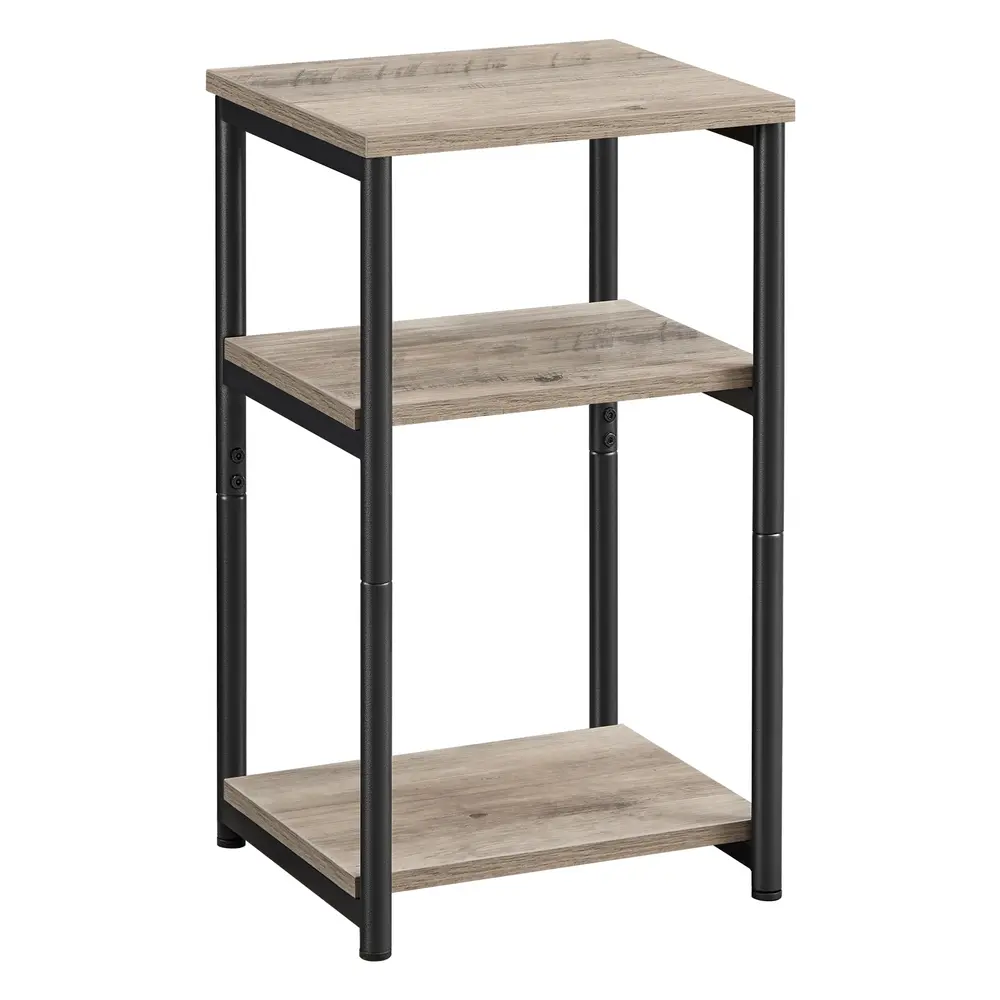 3-Tier End Table Heather Greige and Classic Black